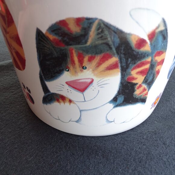 Vintage Cat Cookie Jar 9"Tx6.25"W with Paw Prints - Picture 6 of 14
